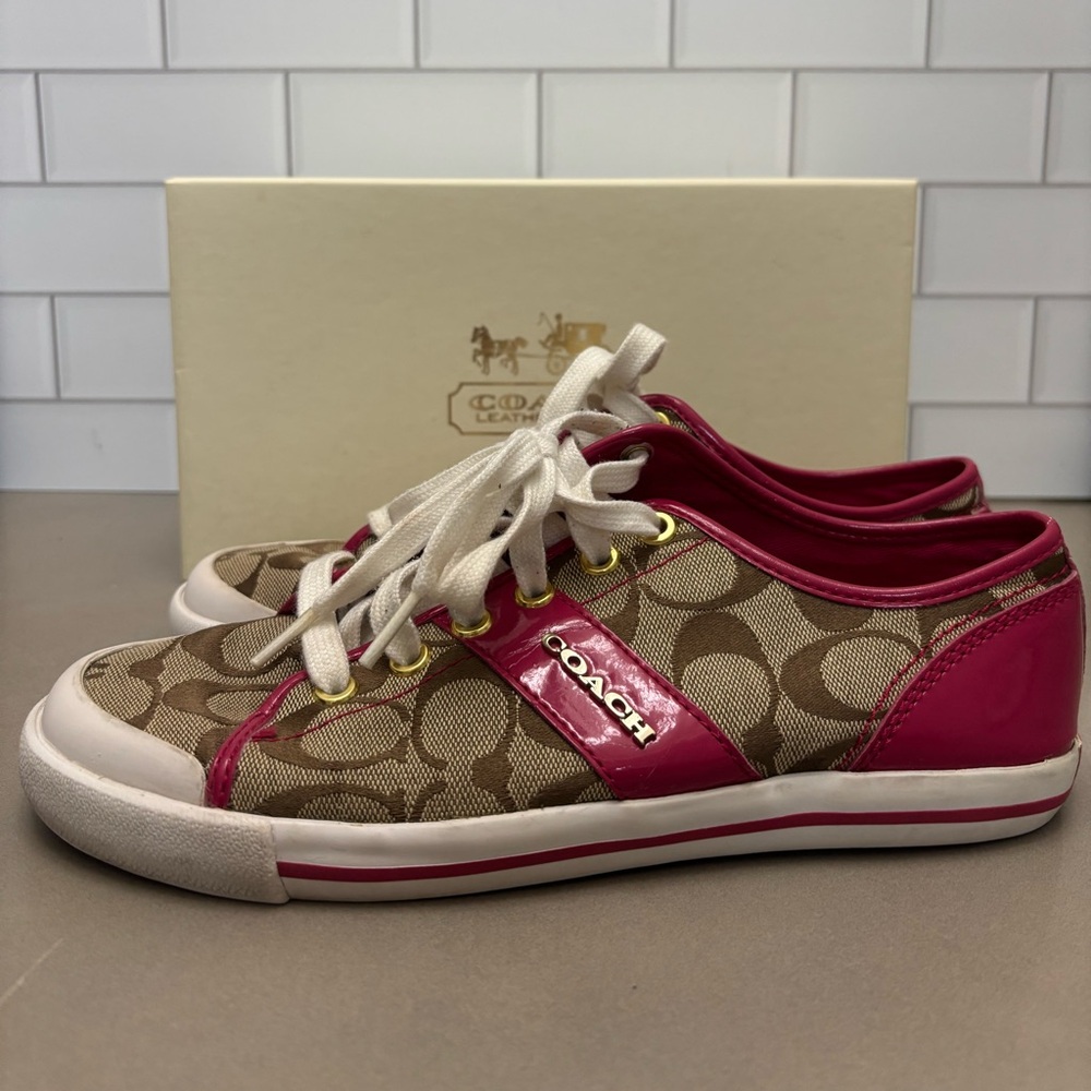 PINK & TAN COACH TENNIS SHOES